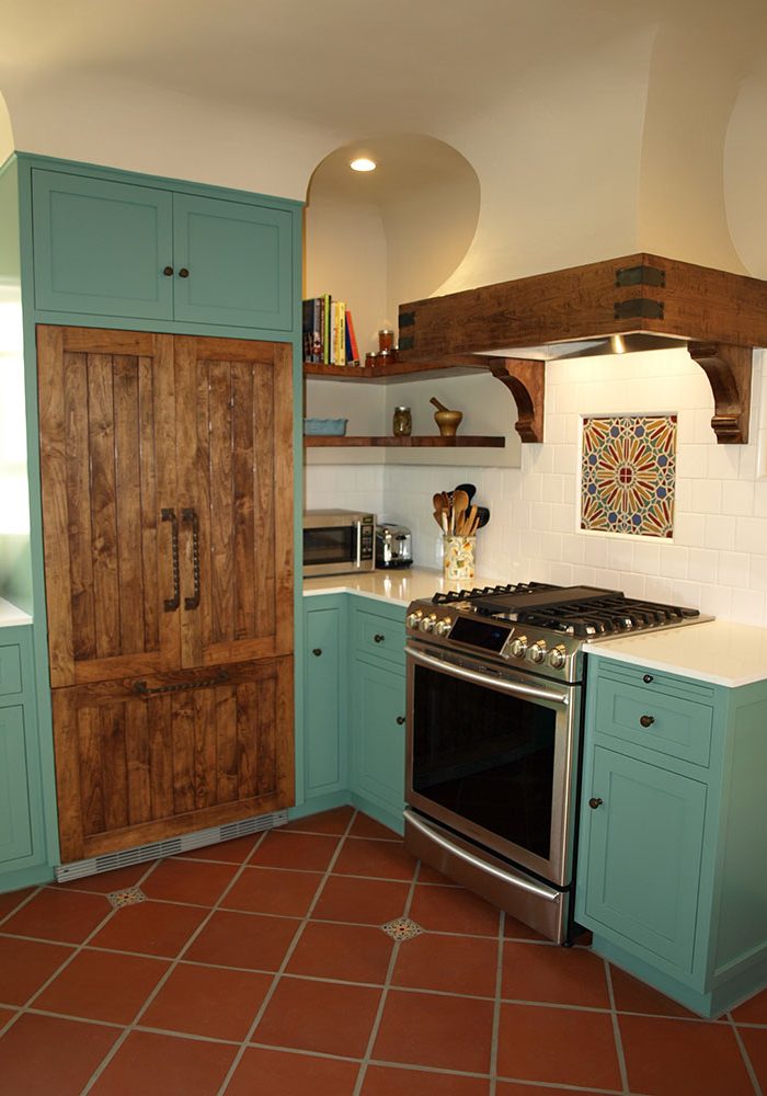 Kitchen remodel, terra cotta paver floor, custom cabinets, Omnicradt Enterprises, Inc.,